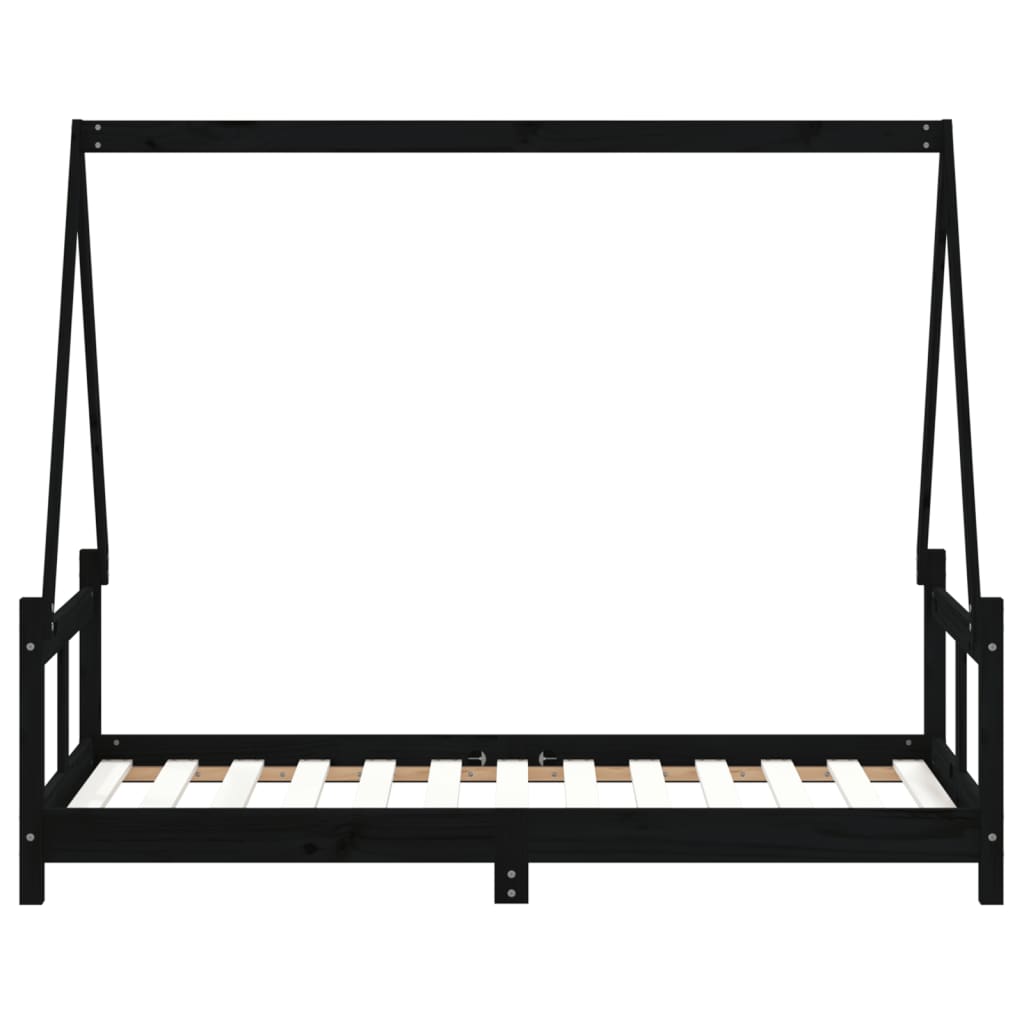 vidaXL Cadru de pat pentru copii, negru, 80x160 cm, lemn masiv de pin vidaXL Cadru de pat pentru copii, negru, 80x160 cm, lemn masiv de pin