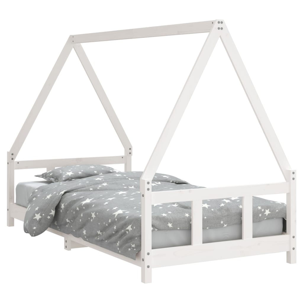vidaXL Cadru de pat pentru copii, alb, 90x190 cm, lemn masiv de pin vidaXL Cadru de pat pentru copii, alb, 90x190 cm, lemn masiv de pin