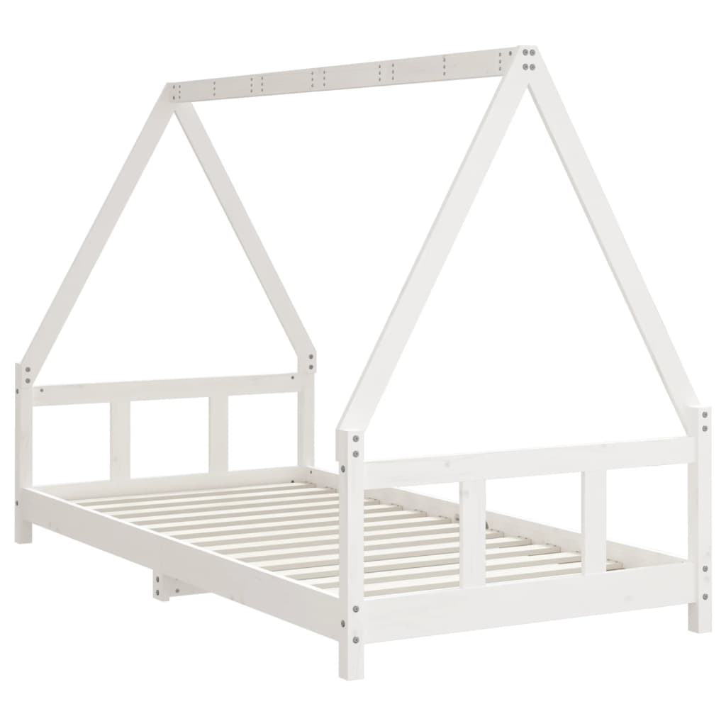 vidaXL Cadru de pat pentru copii, alb, 90x190 cm, lemn masiv de pin vidaXL Cadru de pat pentru copii, alb, 90x190 cm, lemn masiv de pin