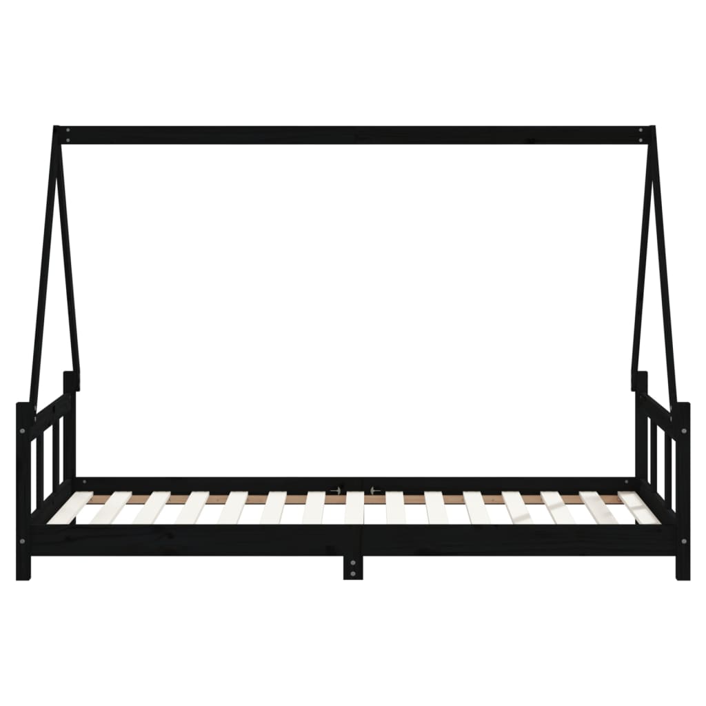 vidaXL Cadru de pat pentru copii, negru, 90x190 cm, lemn masiv de pin vidaXL Cadru de pat pentru copii, negru, 90x190 cm, lemn masiv de pin