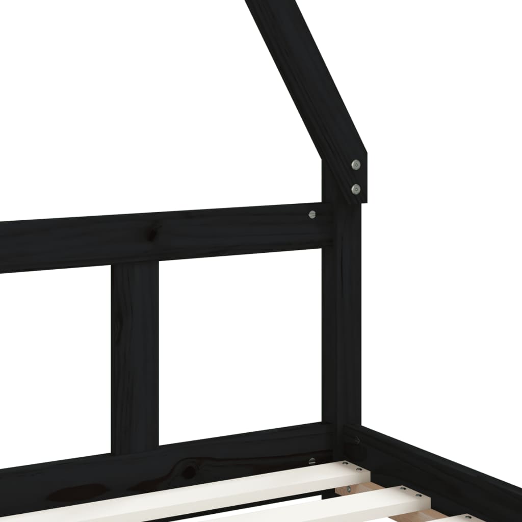 vidaXL Cadru de pat pentru copii, negru, 90x190 cm, lemn masiv de pin vidaXL Cadru de pat pentru copii, negru, 90x190 cm, lemn masiv de pin