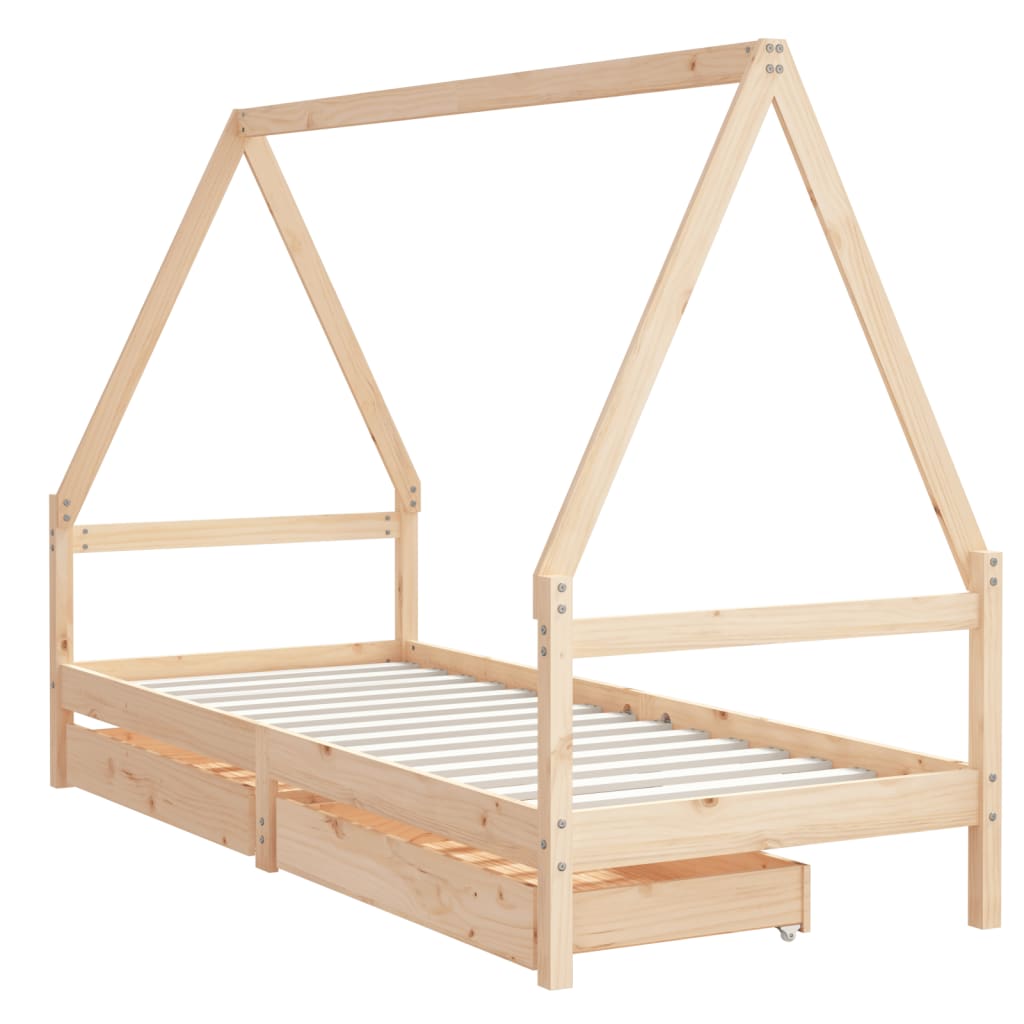 vidaXL Cadru pat copii cu sertare, 80x200 cm, lemn masiv de pin vidaXL Cadru pat copii cu sertare, 80x200 cm, lemn masiv de pin