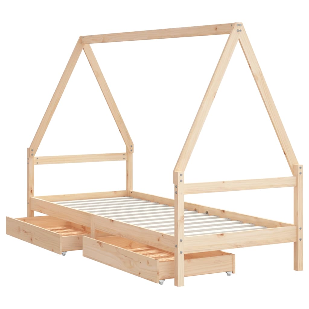 vidaXL Cadru pat copii cu sertare, 80x200 cm, lemn masiv de pin vidaXL Cadru pat copii cu sertare, 80x200 cm, lemn masiv de pin