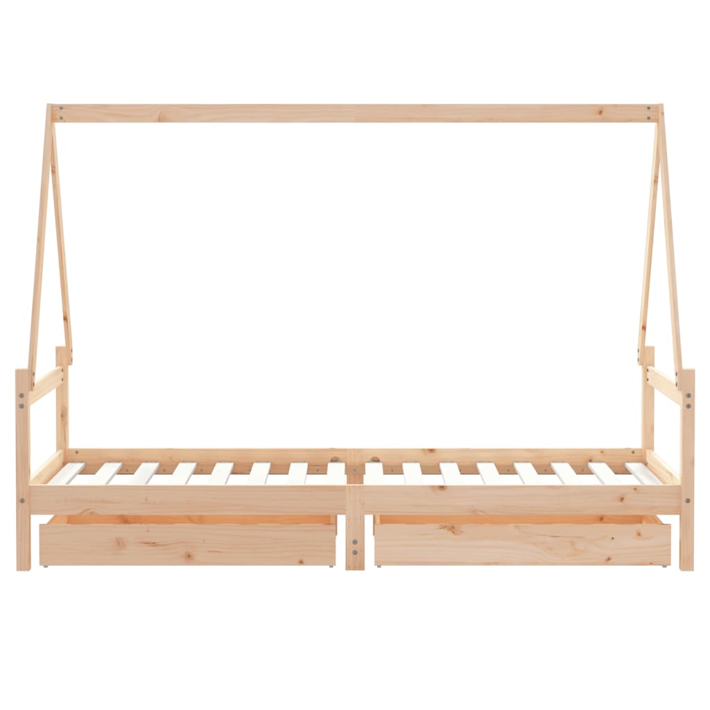 vidaXL Cadru pat copii cu sertare, 80x200 cm, lemn masiv de pin vidaXL Cadru pat copii cu sertare, 80x200 cm, lemn masiv de pin