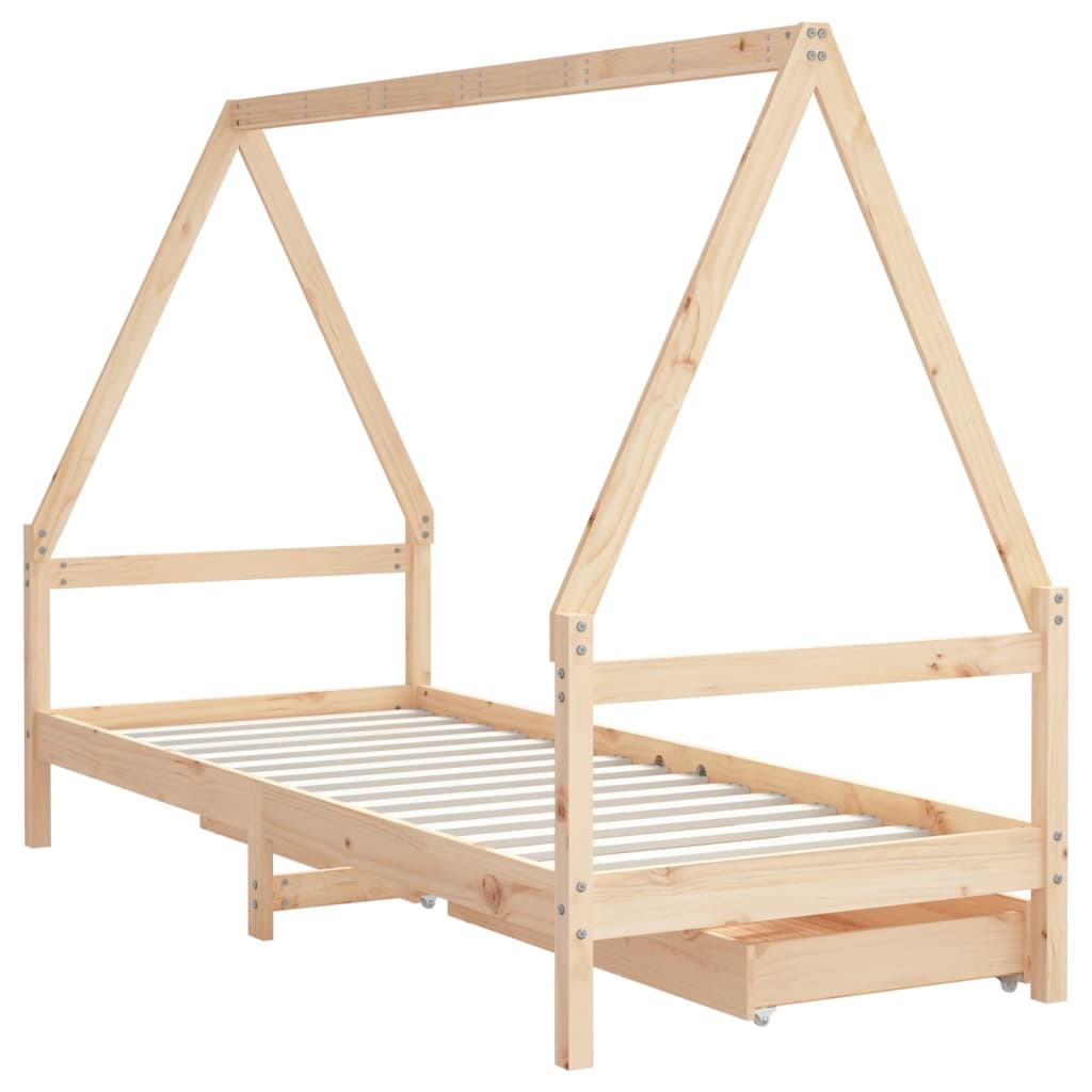 vidaXL Cadru pat copii cu sertare, 80x200 cm, lemn masiv de pin vidaXL Cadru pat copii cu sertare, 80x200 cm, lemn masiv de pin
