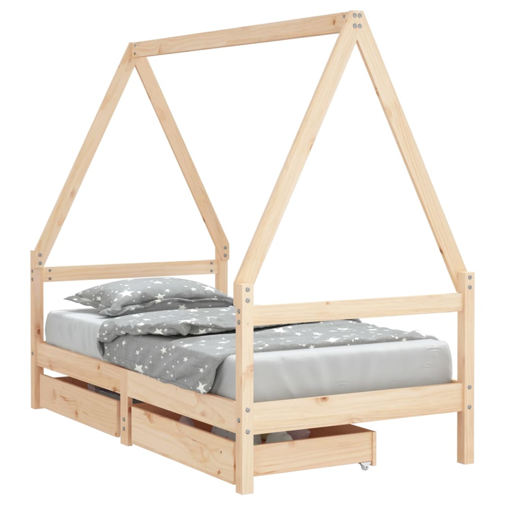 vidaXL Cadru de pat copii cu sertare, 80x160 cm, lemn masiv pin vidaXL Cadru de pat copii cu sertare, 80x160 cm, lemn masiv pin