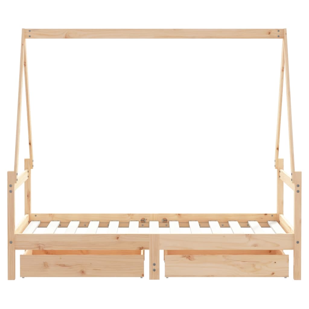 vidaXL Cadru de pat copii cu sertare, 80x160 cm, lemn masiv pin vidaXL Cadru de pat copii cu sertare, 80x160 cm, lemn masiv pin