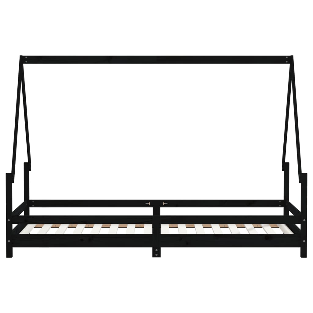 vidaXL Cadru de pat pentru copii, negru, 80x200 cm, lemn masiv de pin vidaXL Cadru de pat pentru copii, negru, 80x200 cm, lemn masiv de pin