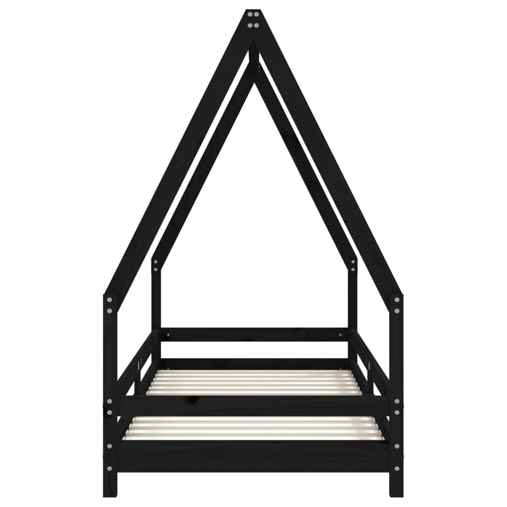 vidaXL Cadru pat pentru copii, negru, 90x200 cm, lemn masiv de pin vidaXL Cadru pat pentru copii, negru, 90x200 cm, lemn masiv de pin