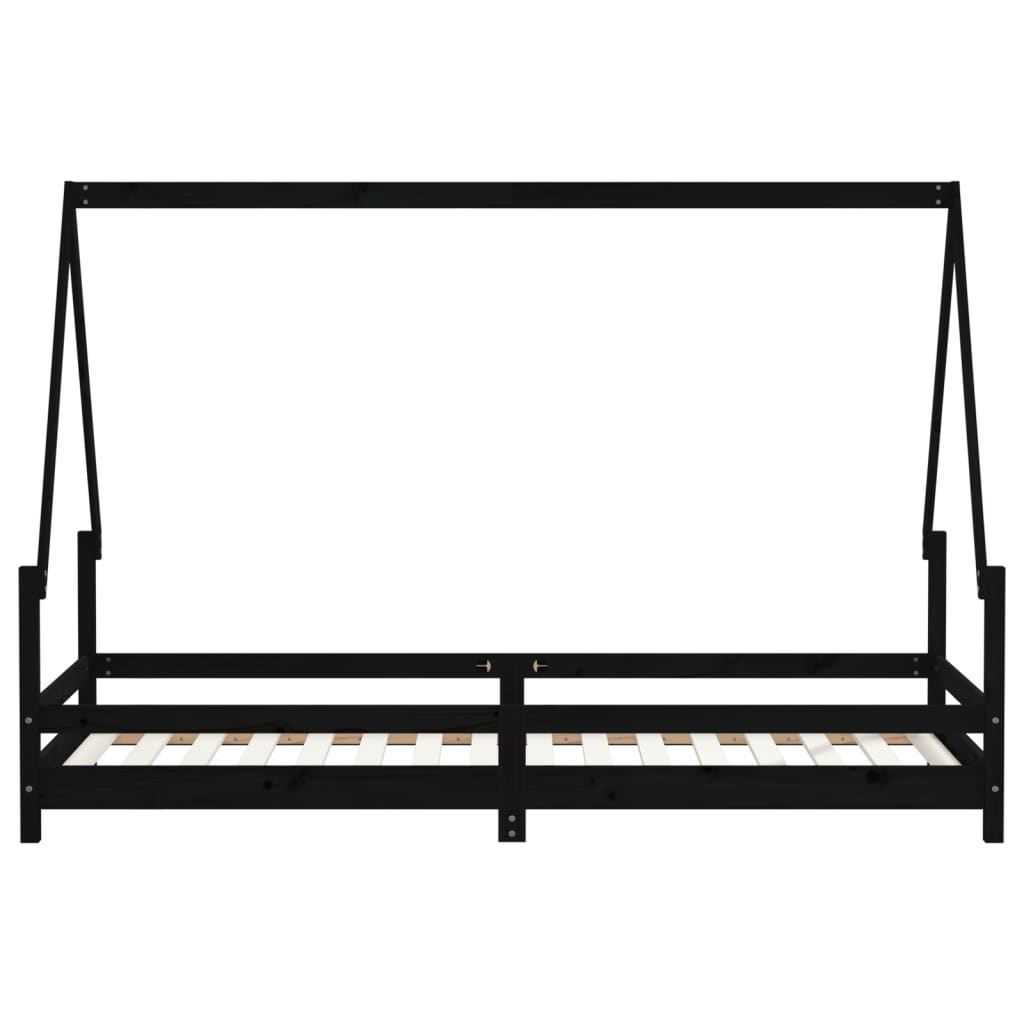 vidaXL Cadru pat pentru copii, negru, 90x200 cm, lemn masiv de pin vidaXL Cadru pat pentru copii, negru, 90x200 cm, lemn masiv de pin