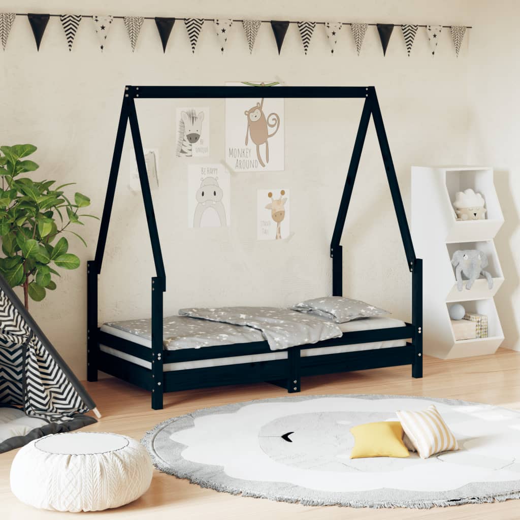vidaXL Cadru de pat pentru copii, 70x140 cm, lemn masiv de pin vidaXL Cadru de pat pentru copii, 70x140 cm, lemn masiv de pin