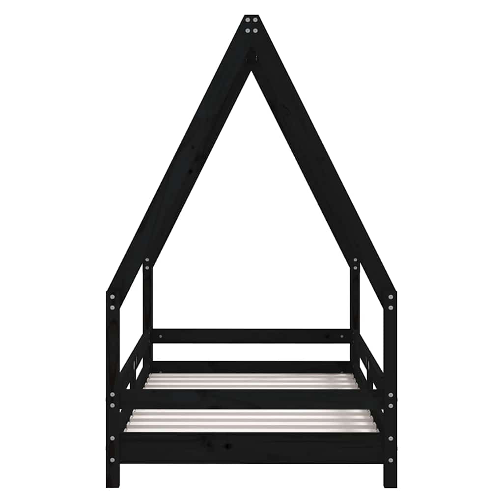 vidaXL Cadru de pat pentru copii, negru, 80x160 cm, lemn masiv de pin vidaXL Cadru de pat pentru copii, negru, 80x160 cm, lemn masiv de pin