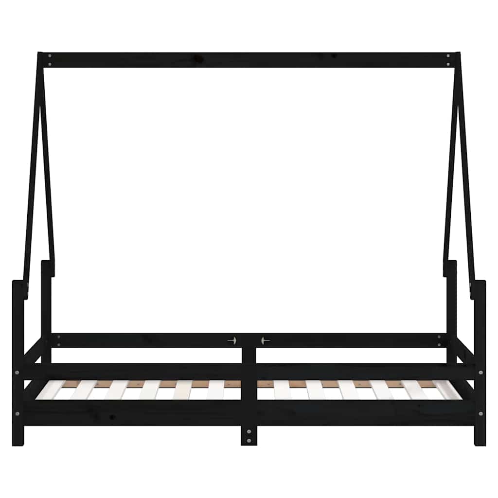 vidaXL Cadru de pat pentru copii, negru, 80x160 cm, lemn masiv de pin vidaXL Cadru de pat pentru copii, negru, 80x160 cm, lemn masiv de pin