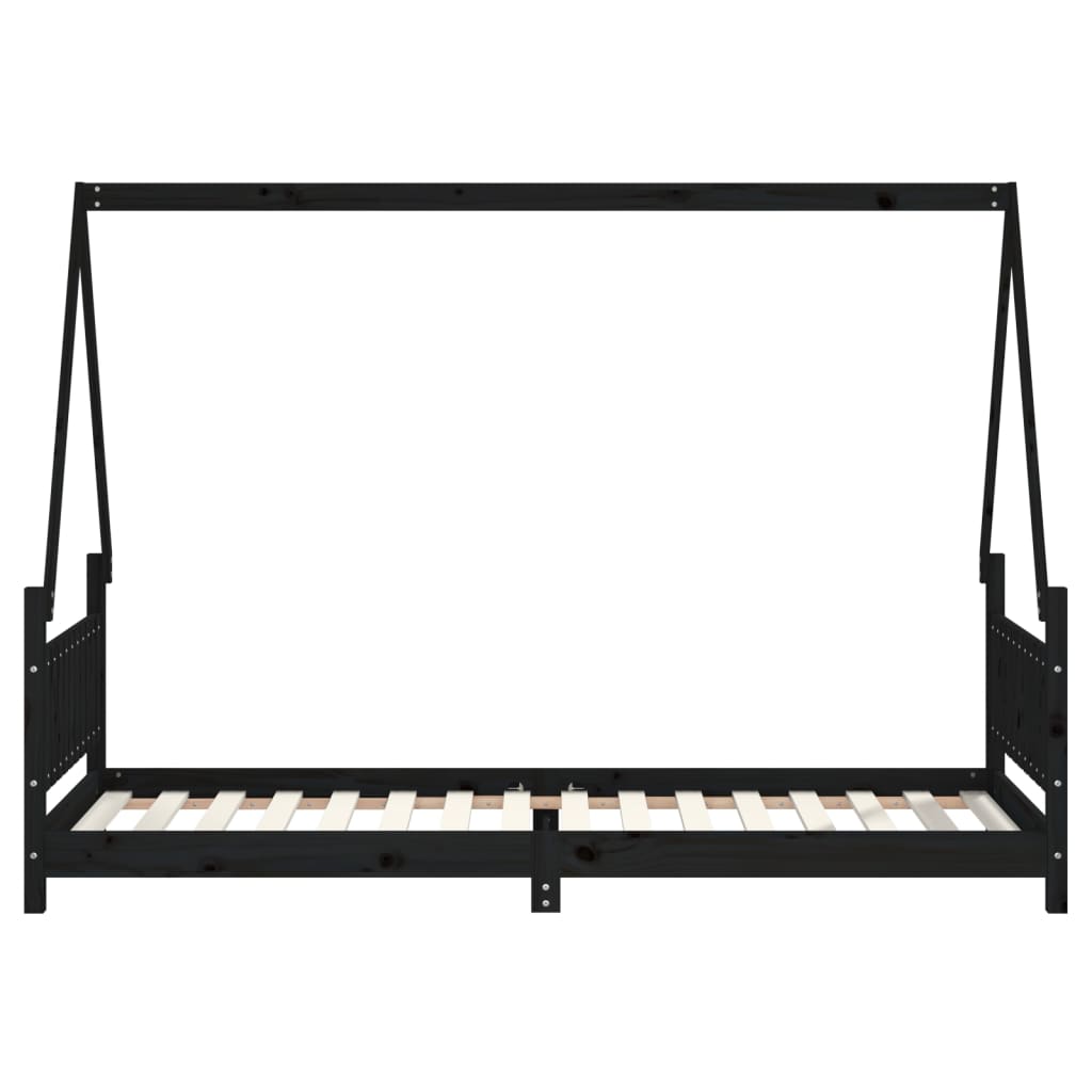 vidaXL Cadru de pat pentru copii, negru, 80x200 cm, lemn masiv de pin vidaXL Cadru de pat pentru copii, negru, 80x200 cm, lemn masiv de pin