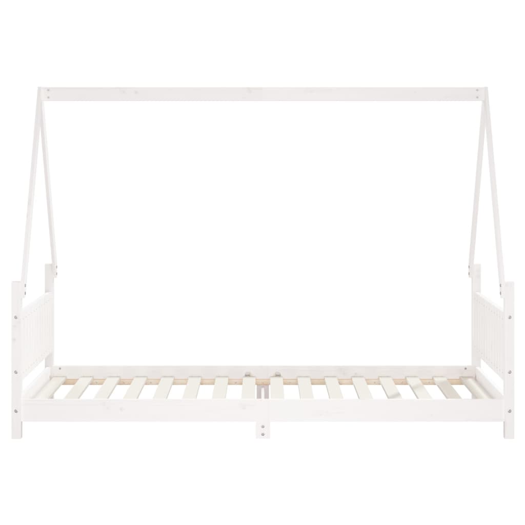 vidaXL Cadru de pat pentru copii, alb, 90x200 cm, lemn masiv de pin vidaXL Cadru de pat pentru copii, alb, 90x200 cm, lemn masiv de pin