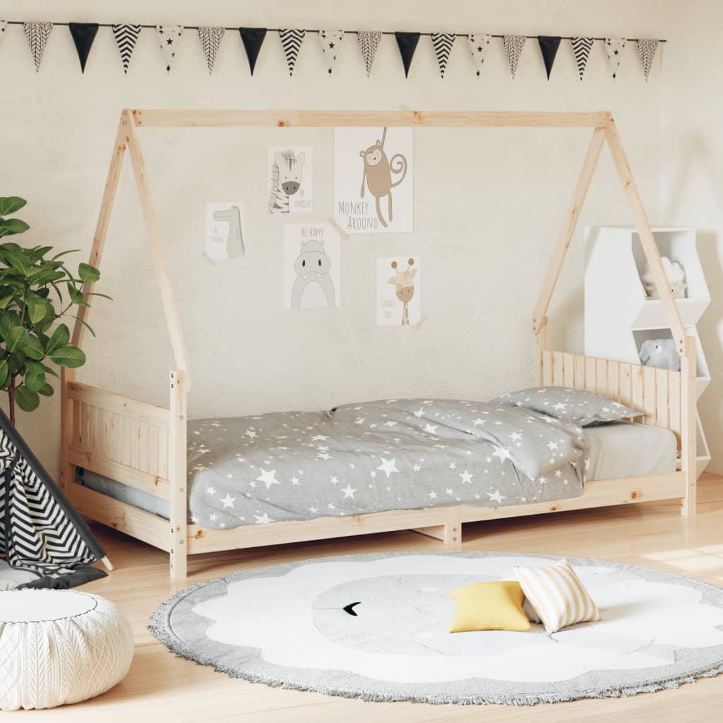 vidaXL Cadru de pat pentru copii, 90x190 cm, lemn masiv de pin vidaXL Cadru de pat pentru copii, 90x190 cm, lemn masiv de pin