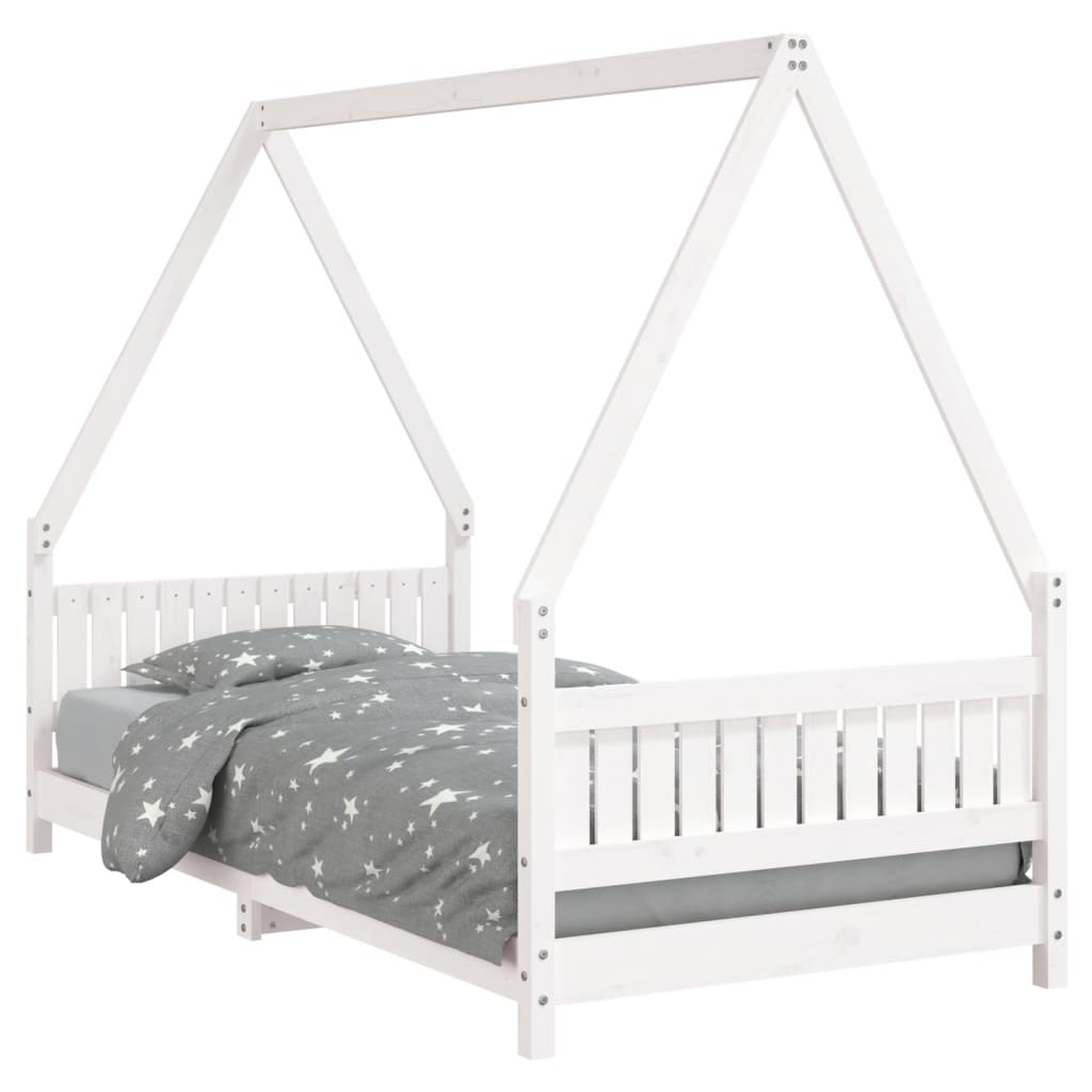 vidaXL Cadru de pat pentru copii, alb, 90x190 cm, lemn masiv de pin