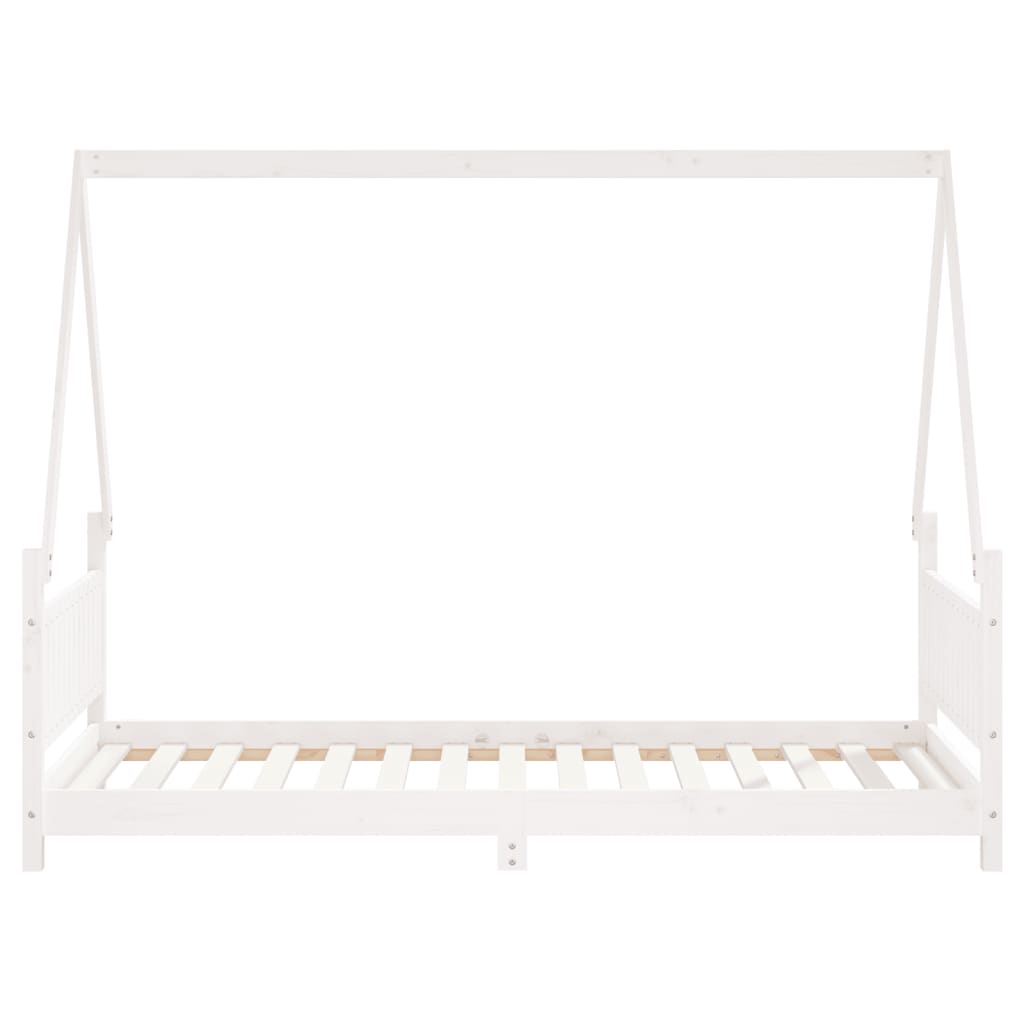 vidaXL Cadru de pat pentru copii, alb, 90x190 cm, lemn masiv de pin
