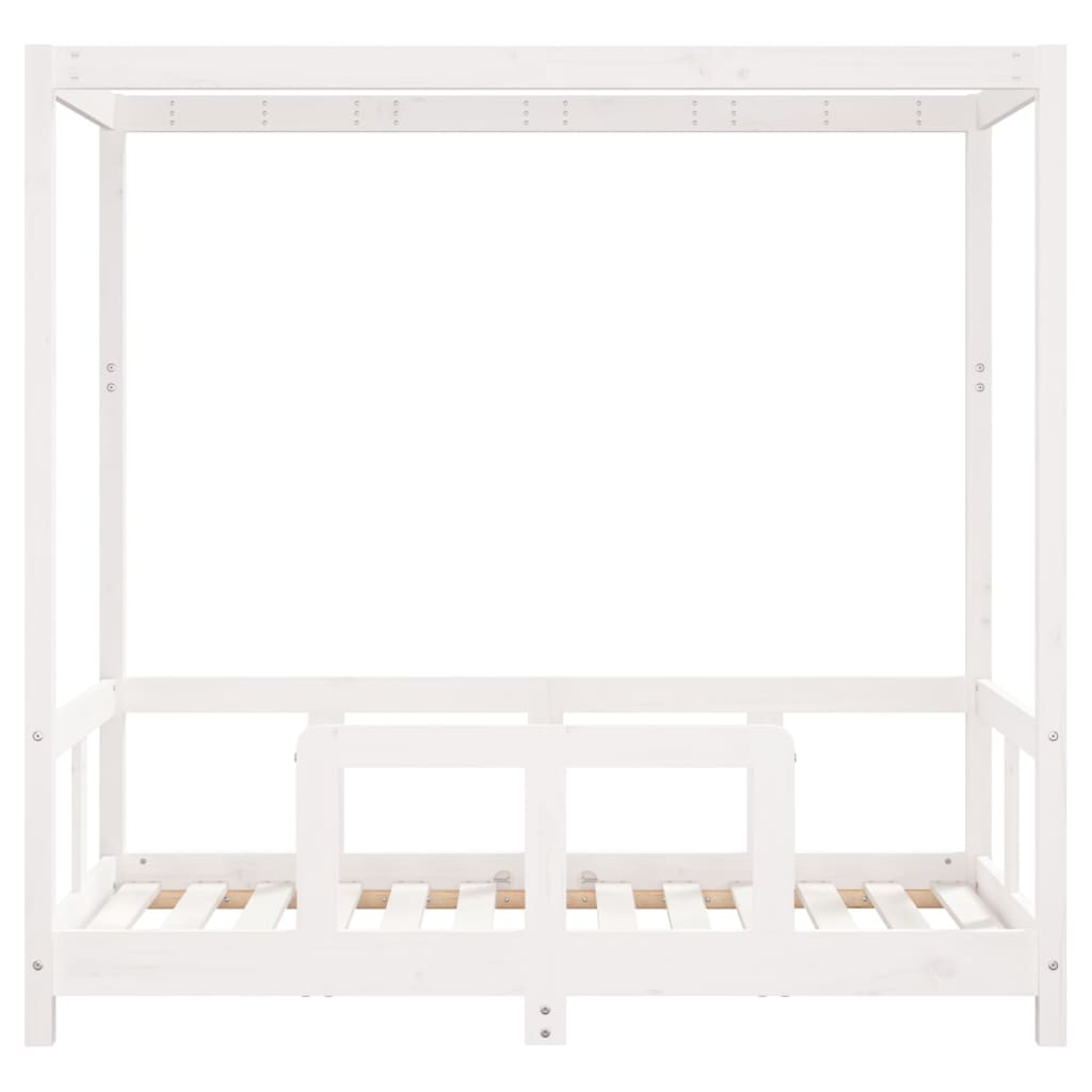 vidaXL Cadru de pat pentru copii, alb, 70x140 cm, lemn masiv de pin vidaXL Cadru de pat pentru copii, alb, 70x140 cm, lemn masiv de pin