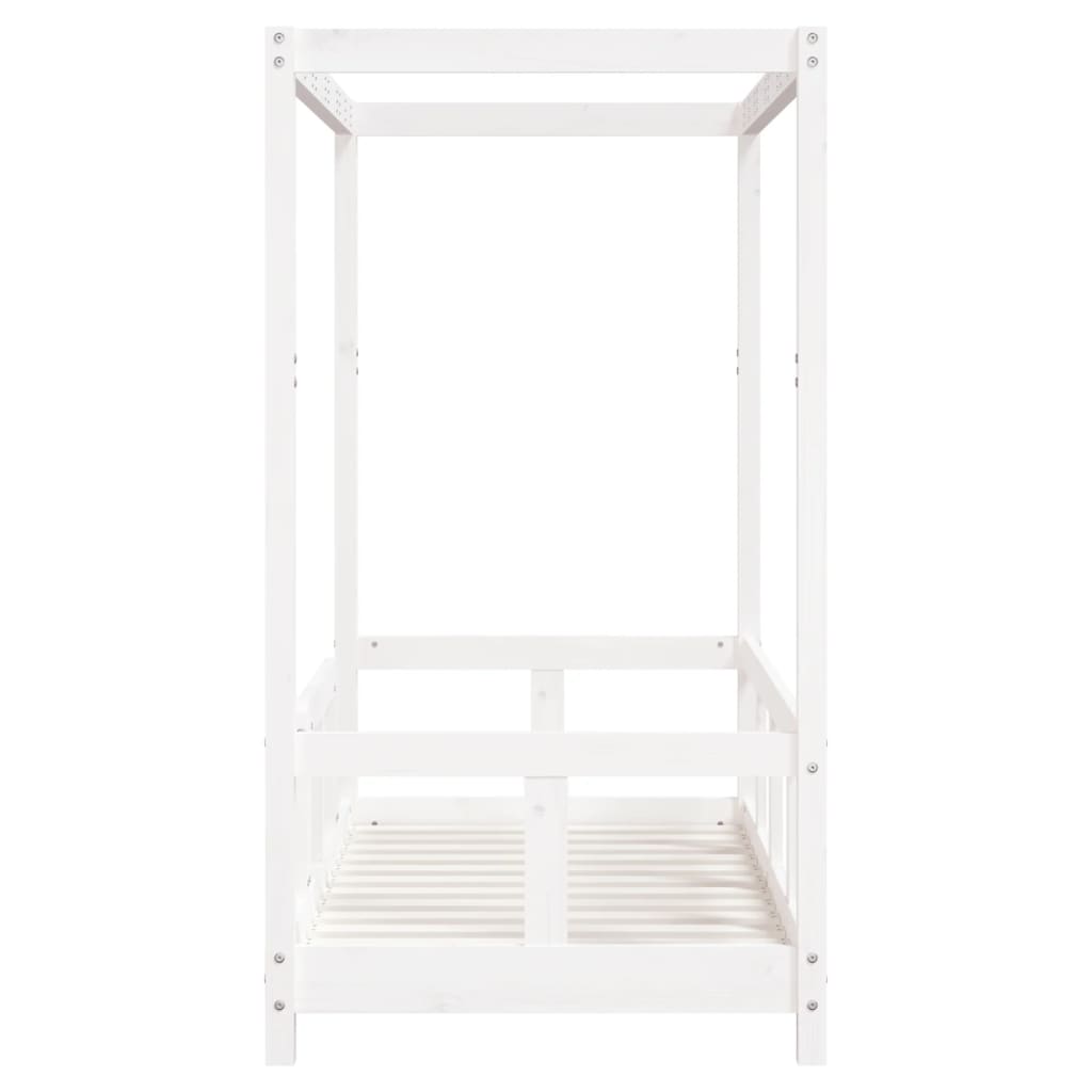 vidaXL Cadru de pat pentru copii, alb, 70x140 cm, lemn masiv de pin vidaXL Cadru de pat pentru copii, alb, 70x140 cm, lemn masiv de pin