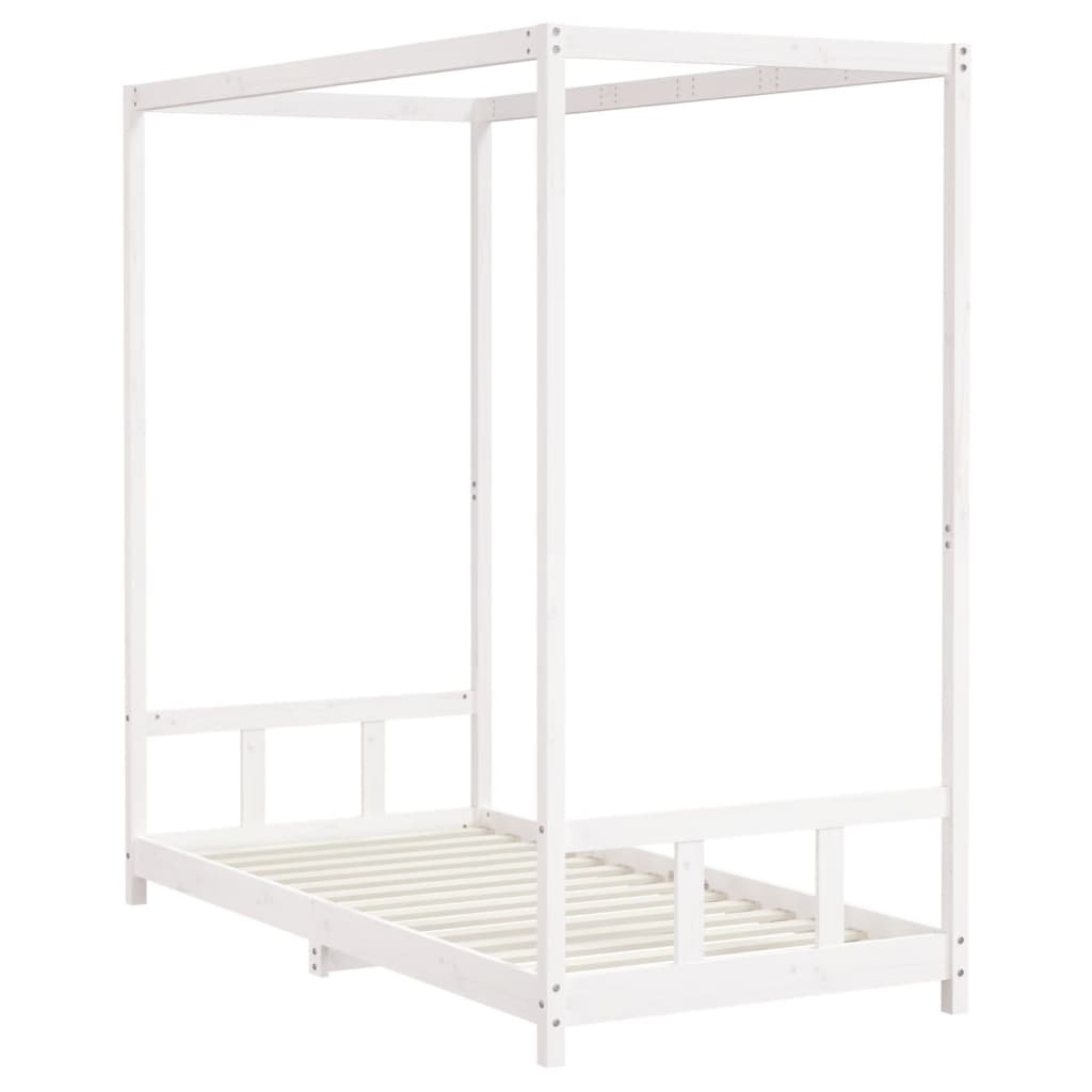 vidaXL Cadru de pat pentru copii, alb, 90x190 cm, lemn masiv de pin vidaXL Cadru de pat pentru copii, alb, 90x190 cm, lemn masiv de pin
