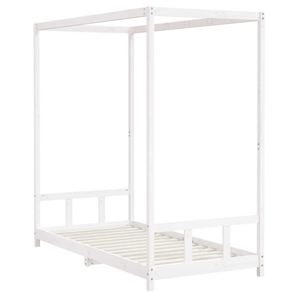 vidaXL Cadru de pat pentru copii, alb, 90x190 cm, lemn masiv de pin vidaXL Cadru de pat pentru copii, alb, 90x190 cm, lemn masiv de pin