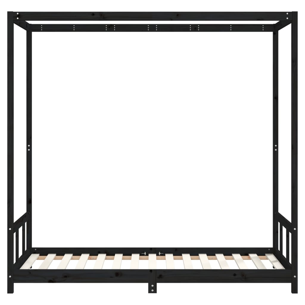 vidaXL Cadru de pat pentru copii, negru, 90x190 cm, lemn masiv de pin vidaXL Cadru de pat pentru copii, negru, 90x190 cm, lemn masiv de pin