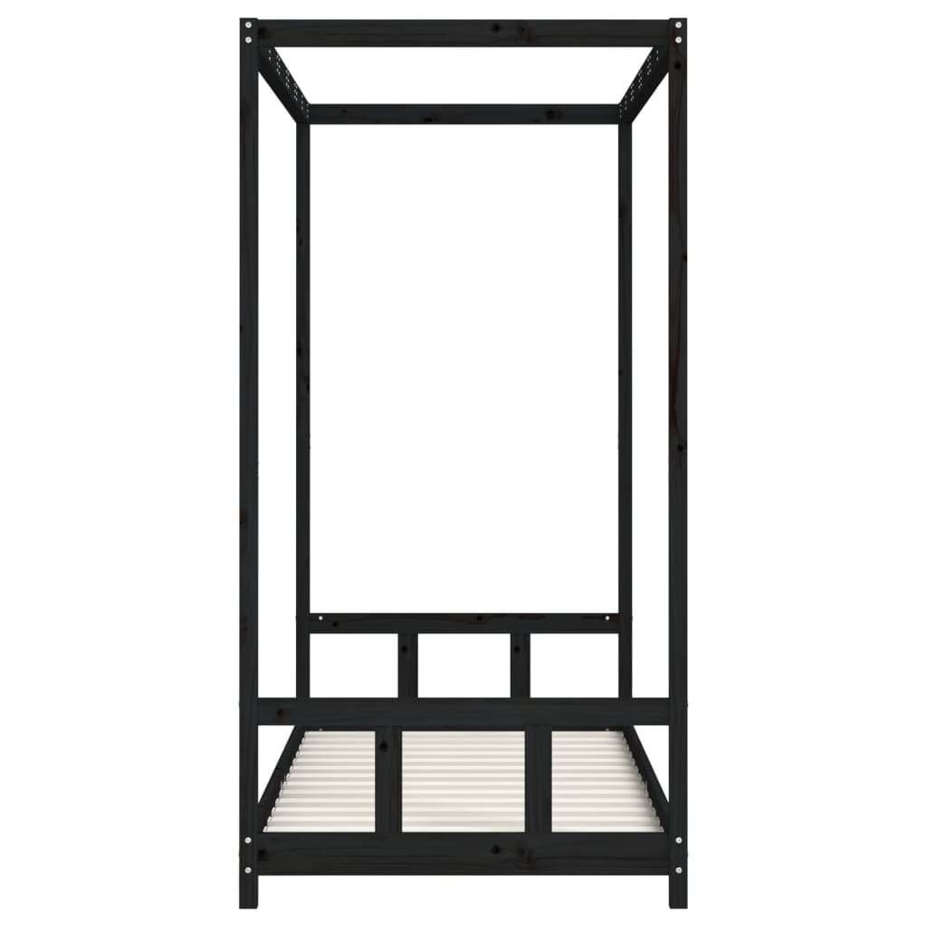 vidaXL Cadru de pat pentru copii, negru, 90x190 cm, lemn masiv de pin vidaXL Cadru de pat pentru copii, negru, 90x190 cm, lemn masiv de pin