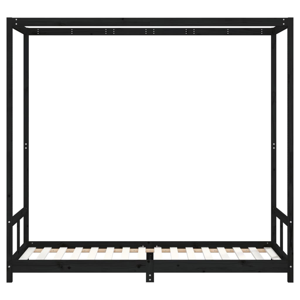 vidaXL Cadru de pat pentru copii, negru, 80x200 cm, lemn masiv de pin vidaXL Cadru de pat pentru copii, negru, 80x200 cm, lemn masiv de pin
