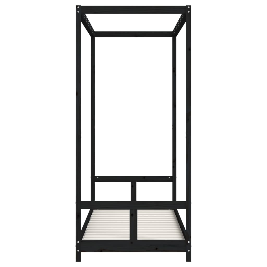 vidaXL Cadru de pat pentru copii, negru, 80x200 cm, lemn masiv de pin vidaXL Cadru de pat pentru copii, negru, 80x200 cm, lemn masiv de pin