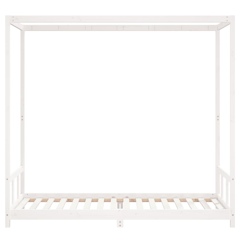 vidaXL Cadru de pat pentru copii, alb, 90x200 cm, lemn masiv de pin