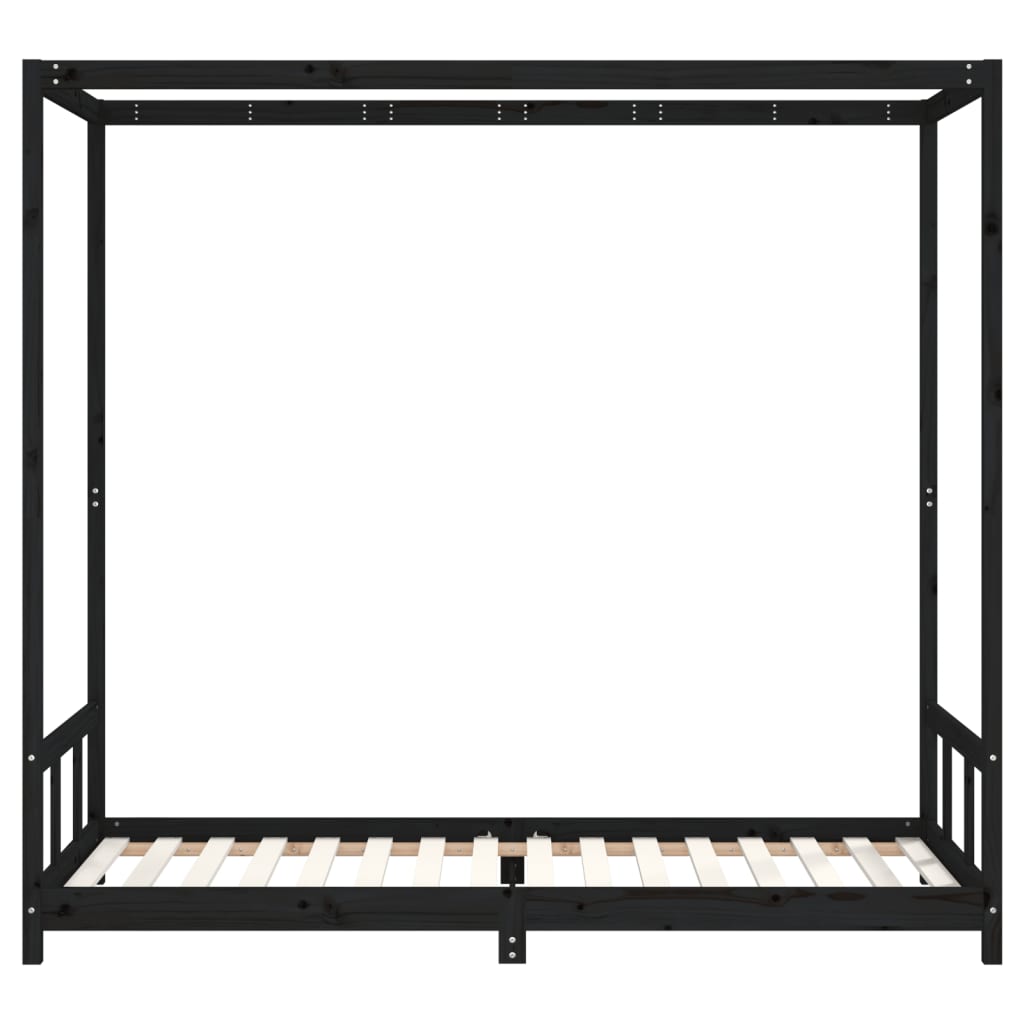 vidaXL Cadru pat pentru copii, negru, 90x200 cm, lemn masiv de pin vidaXL Cadru pat pentru copii, negru, 90x200 cm, lemn masiv de pin