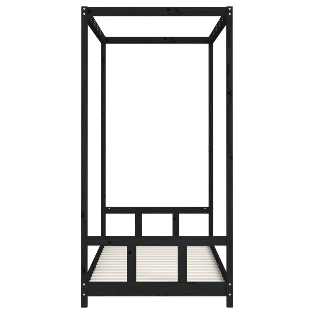 vidaXL Cadru pat pentru copii, negru, 90x200 cm, lemn masiv de pin vidaXL Cadru pat pentru copii, negru, 90x200 cm, lemn masiv de pin