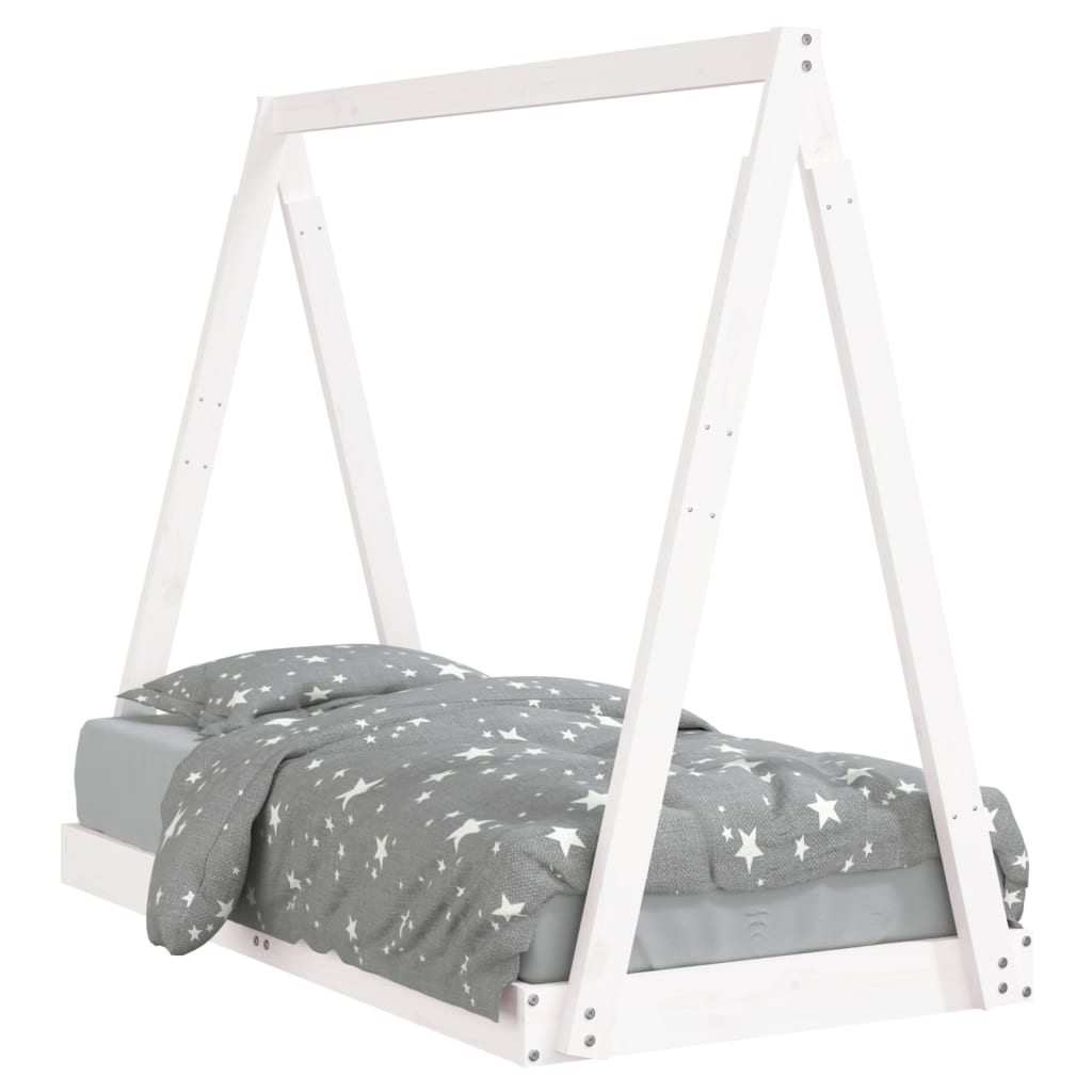 vidaXL Cadru de pat pentru copii, alb, 70x140 cm, lemn masiv de pin vidaXL Cadru de pat pentru copii, alb, 70x140 cm, lemn masiv de pin