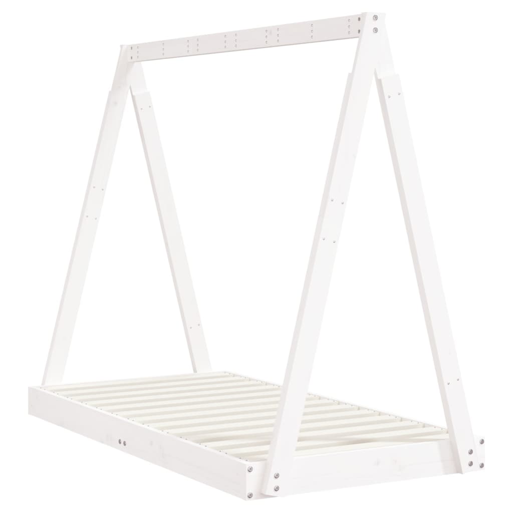 vidaXL Cadru de pat pentru copii, alb, 70x140 cm, lemn masiv de pin vidaXL Cadru de pat pentru copii, alb, 70x140 cm, lemn masiv de pin