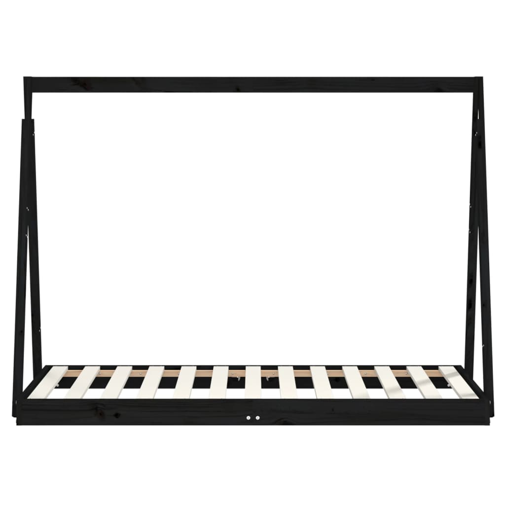 vidaXL Cadru de pat pentru copii, negru, 80x160 cm, lemn masiv de pin vidaXL Cadru de pat pentru copii, negru, 80x160 cm, lemn masiv de pin