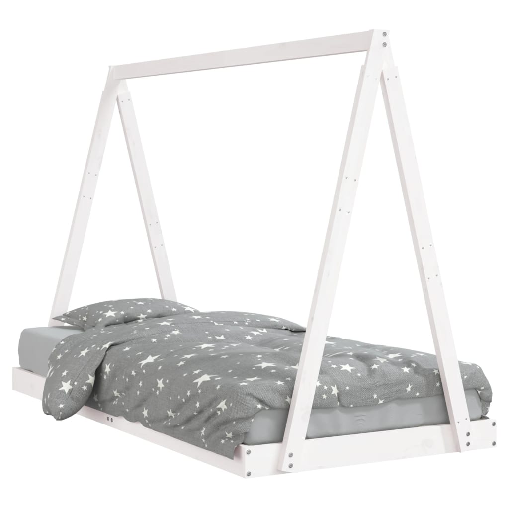 vidaXL Cadru de pat pentru copii, alb, 90x190 cm, lemn masiv de pin vidaXL Cadru de pat pentru copii, alb, 90x190 cm, lemn masiv de pin