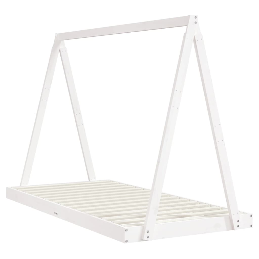vidaXL Cadru de pat pentru copii, alb, 90x190 cm, lemn masiv de pin vidaXL Cadru de pat pentru copii, alb, 90x190 cm, lemn masiv de pin