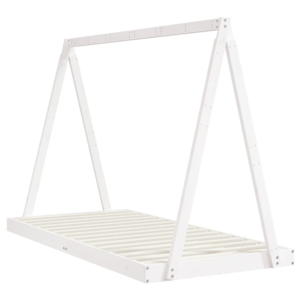 vidaXL Cadru de pat pentru copii, alb, 90x190 cm, lemn masiv de pin vidaXL Cadru de pat pentru copii, alb, 90x190 cm, lemn masiv de pin