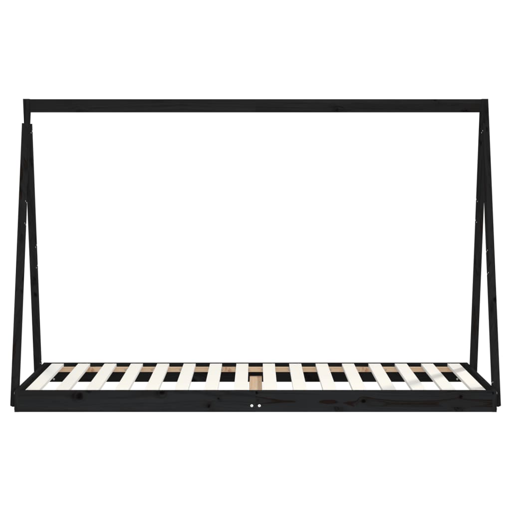 vidaXL Cadru de pat pentru copii, negru, 80x200 cm, lemn masiv de pin vidaXL Cadru de pat pentru copii, negru, 80x200 cm, lemn masiv de pin
