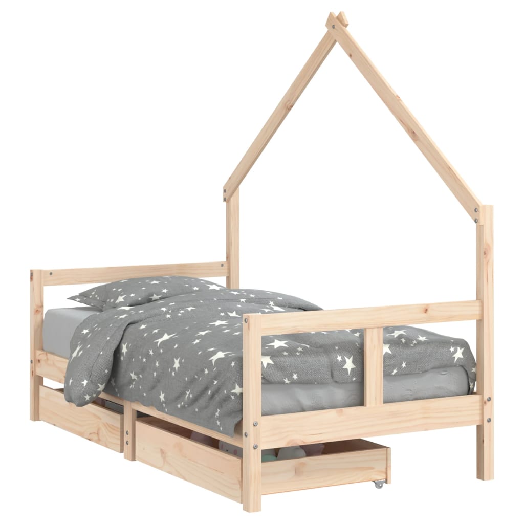 vidaXL Cadru de pat copii cu sertare, 80x160 cm, lemn masiv pin vidaXL Cadru de pat copii cu sertare, 80x160 cm, lemn masiv pin