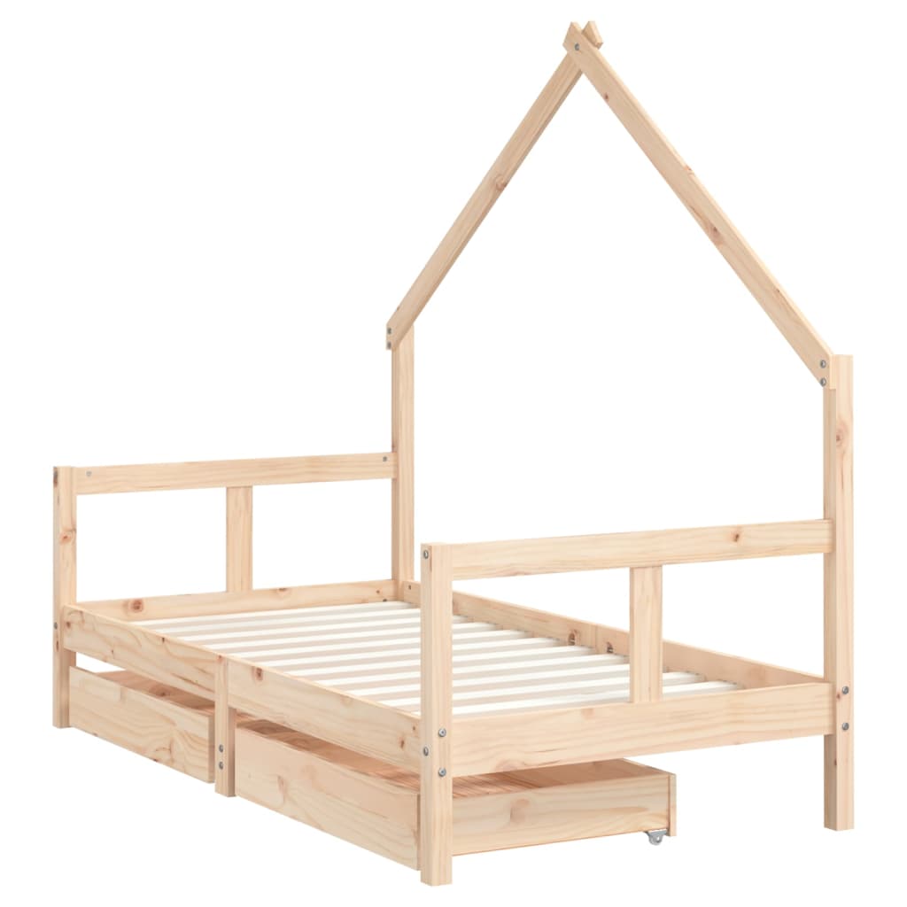 vidaXL Cadru de pat copii cu sertare, 80x160 cm, lemn masiv pin vidaXL Cadru de pat copii cu sertare, 80x160 cm, lemn masiv pin