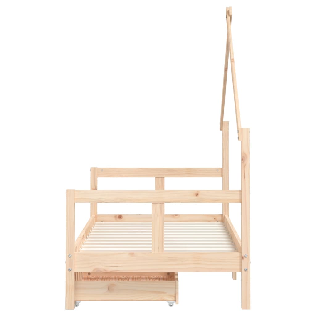 vidaXL Cadru de pat copii cu sertare, 80x160 cm, lemn masiv pin vidaXL Cadru de pat copii cu sertare, 80x160 cm, lemn masiv pin