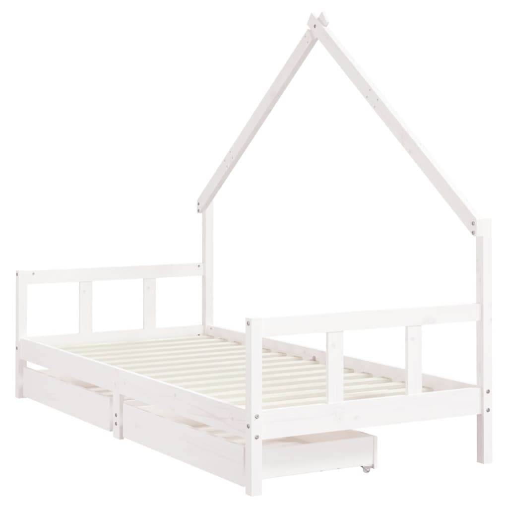 vidaXL Cadru de pat pentru copii, alb, 90x190 cm, lemn masiv de pin vidaXL Cadru de pat pentru copii, alb, 90x190 cm, lemn masiv de pin