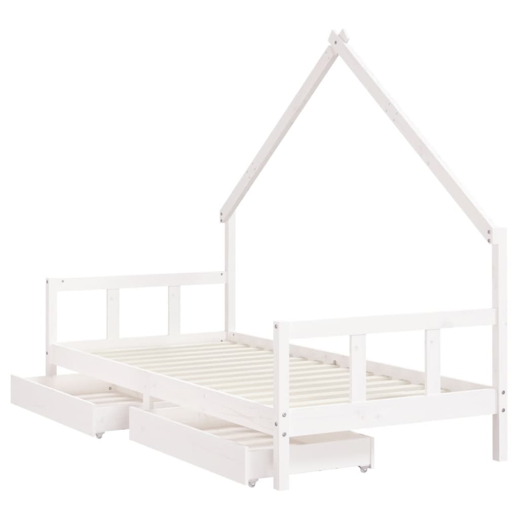 vidaXL Cadru de pat pentru copii, alb, 90x190 cm, lemn masiv de pin vidaXL Cadru de pat pentru copii, alb, 90x190 cm, lemn masiv de pin