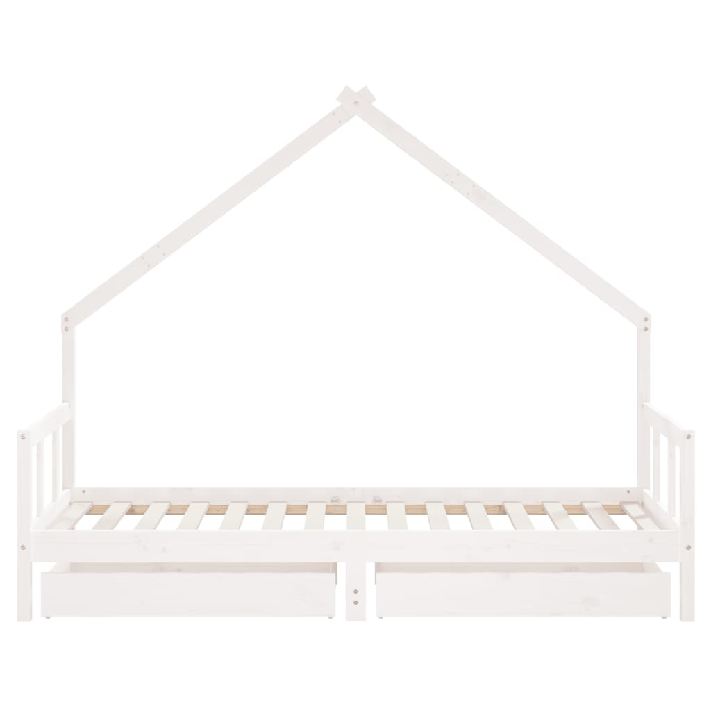 vidaXL Cadru de pat pentru copii, alb, 90x190 cm, lemn masiv de pin vidaXL Cadru de pat pentru copii, alb, 90x190 cm, lemn masiv de pin