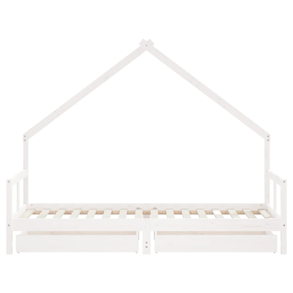 vidaXL Cadru pat copii cu sertare, alb, 80x200 cm, lemn masiv de pin vidaXL Cadru pat copii cu sertare, alb, 80x200 cm, lemn masiv de pin