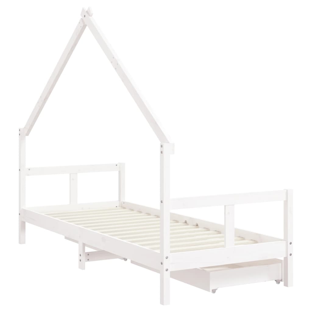 vidaXL Cadru pat copii cu sertare, alb, 80x200 cm, lemn masiv de pin vidaXL Cadru pat copii cu sertare, alb, 80x200 cm, lemn masiv de pin