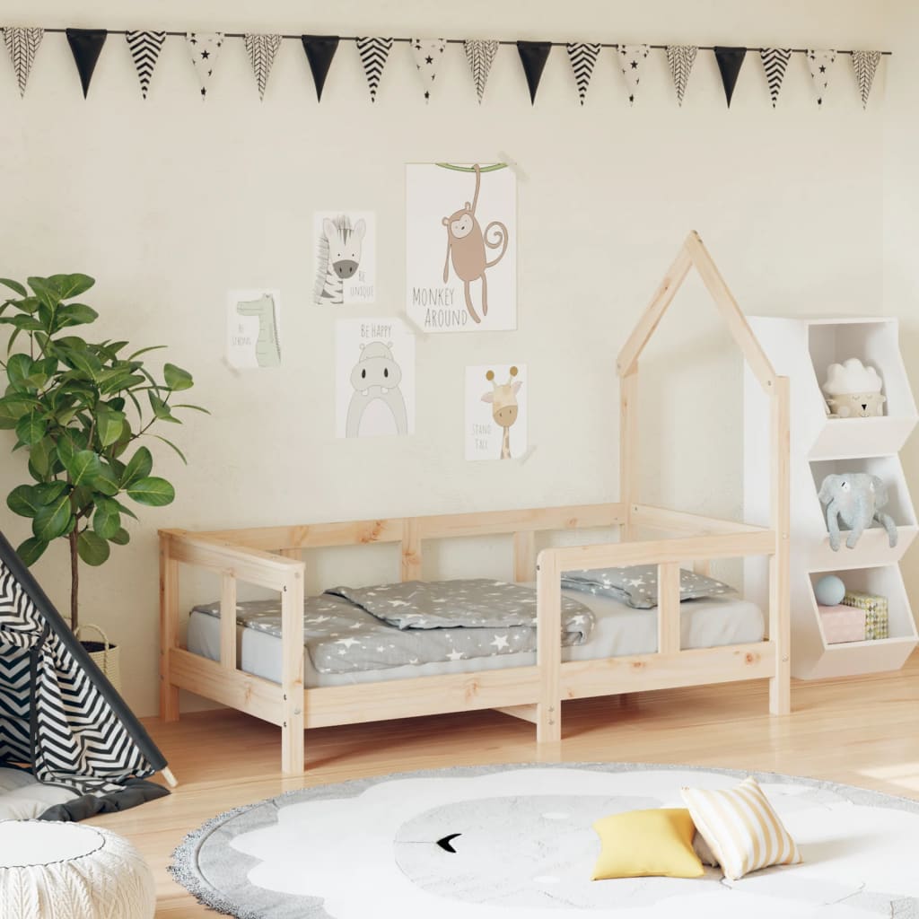 vidaXL Cadru de pat pentru copii, 70x140 cm, lemn masiv de pin vidaXL Cadru de pat pentru copii, 70x140 cm, lemn masiv de pin
