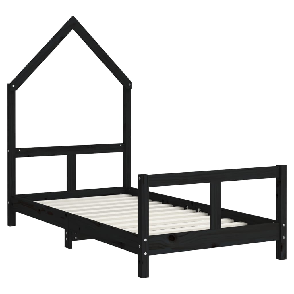 vidaXL Cadru de pat pentru copii, negru, 80x160 cm, lemn masiv de pin vidaXL Cadru de pat pentru copii, negru, 80x160 cm, lemn masiv de pin